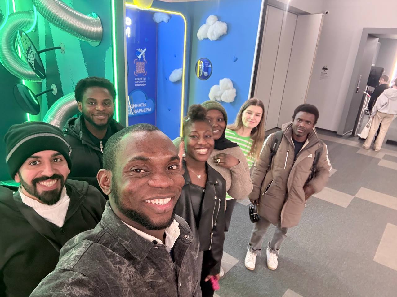 Group selfie at event